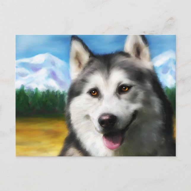 Carte Postale Sibérie Husky Chig Art - Solaire (Devant)