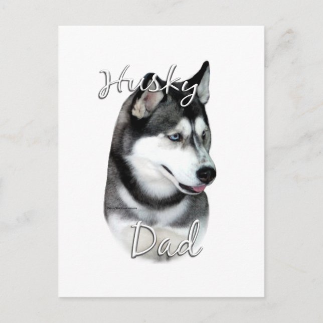 Carte Postale Sibérie Husky (noir) Papa 2 (Devant)