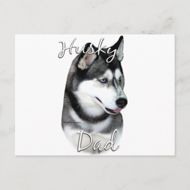Carte Postale Sibérie Husky (noir) Papa 2 (Devant)