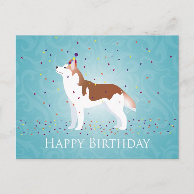 Carte Postale Sibérie Husky - Rouge - Joyeux design d'anniversai (Devant)