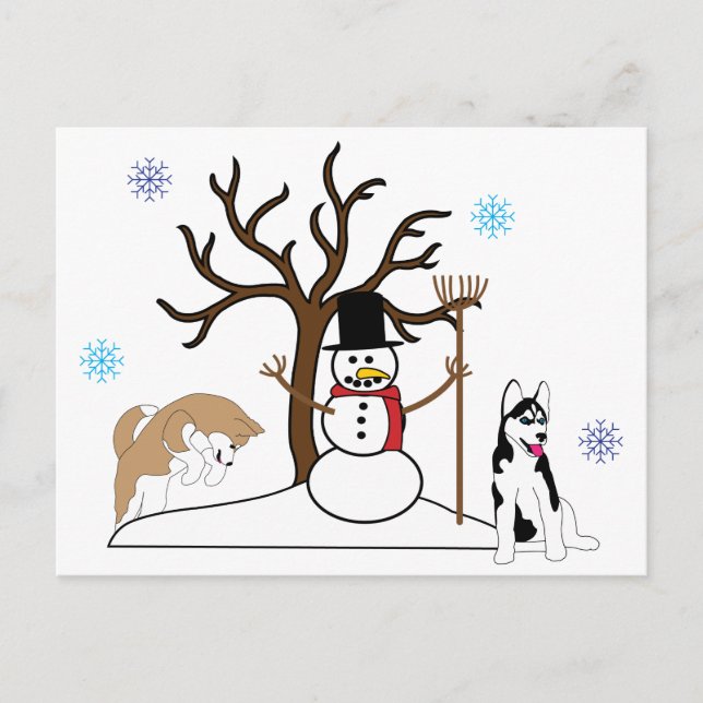 Carte postale Sibérienne Husky Christmas (Devant)