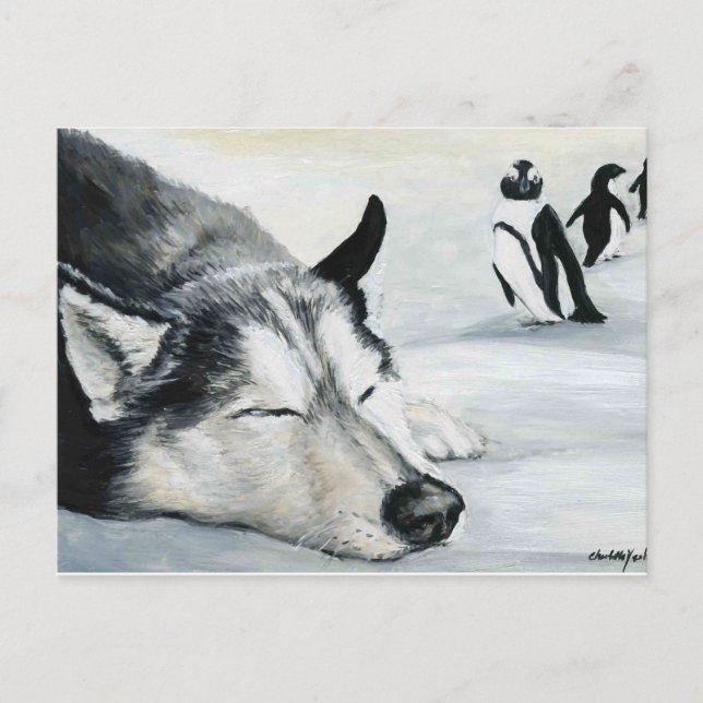Carte postale Sibérienne Husky Dog Art (Devant)