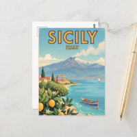 Sicile Italie Travel Art Vintage