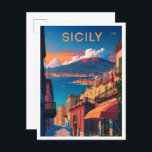 Carte Postale Sicile Italie Vintage voyage d'art Illustration<br><div class="desc">Sicile Italie Art Vintage lieu de voyage illustration</div>