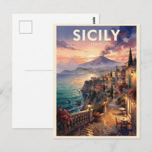Carte Postale Sicile Italie Voyage Rétro