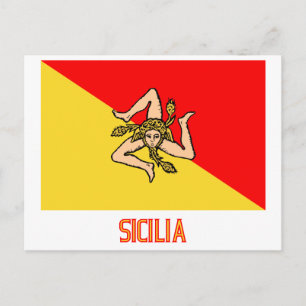 Carte Postale Sicilia flag with name