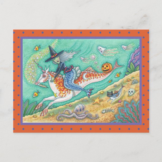 CARTE POSTALE SIDESADDLE WITCH MERMAID, IMAGINAIRE UNICORN MERHO (Devant)