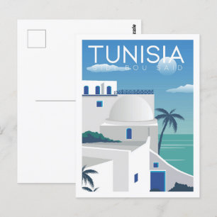 Carte Postale Sidi Bou Dit Tunisie Lieu De Voyage Illustration