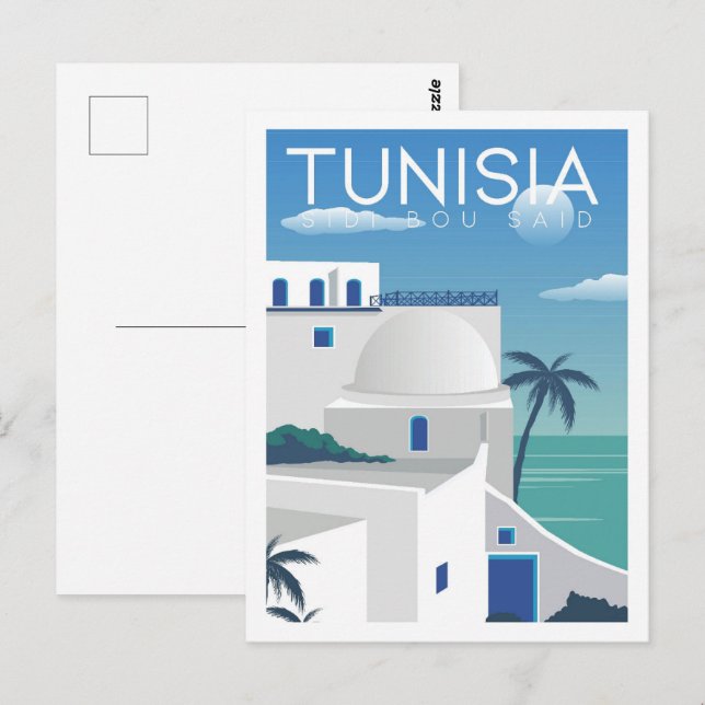 Carte Postale Sidi Bou Dit Tunisie Lieu De Voyage Illustration (Devant / Derrière)