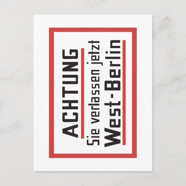 Carte Postale Sie verlassen jetzt West-Berlin, Allemagne (Devant)