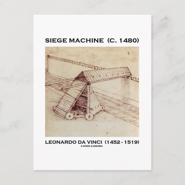 Carte Postale Siege Machine (C. 1480) Leonardo da Vinci (Devant)
