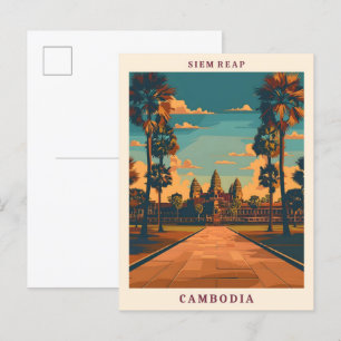Carte Postale Siem Reap Cambodia Elegant Art Vintage voyage