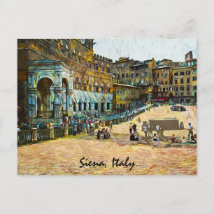 Carte Postale Siena Italie Ville Peinture à l'huile