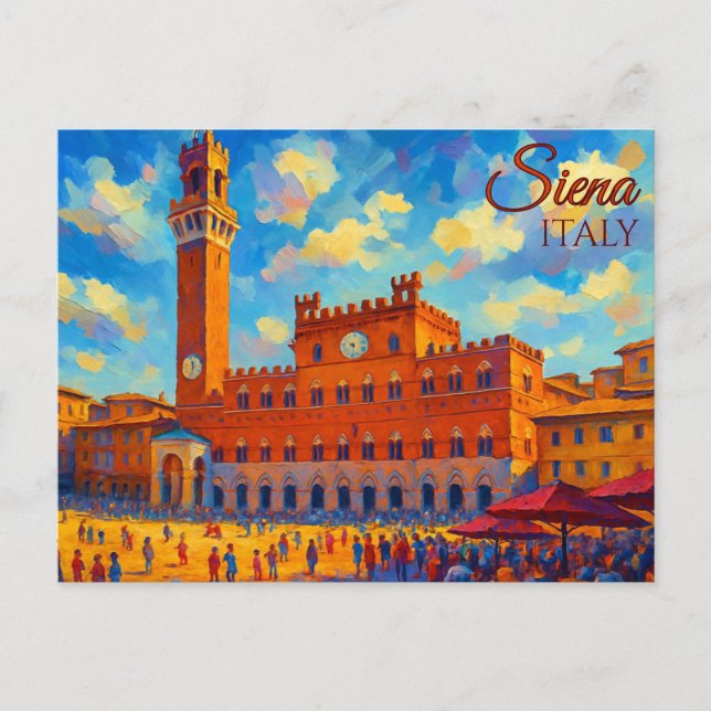 Carte Postale Sienne vintage Toscane Italie Retro Europe Travel (Devant)