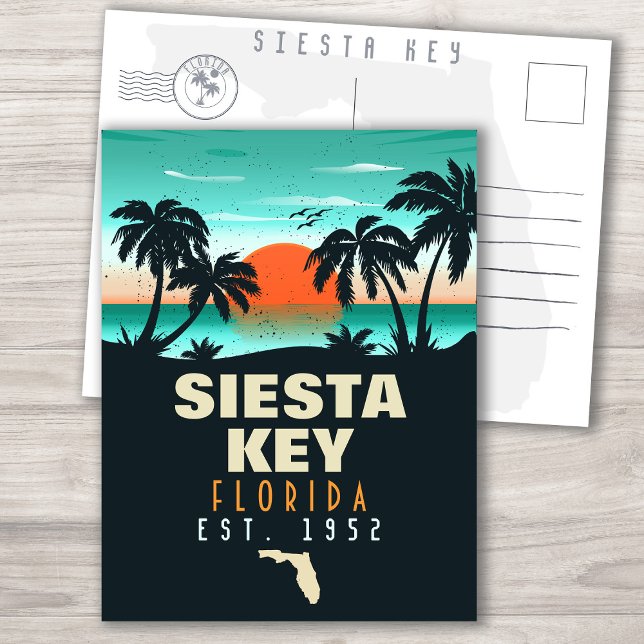 Carte Postale Siesta Key Florida Beach Retro Sunset Souvenirs (Créateur téléchargé)