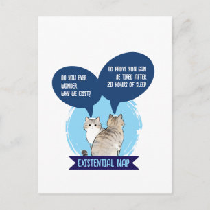 Carte Postale Sieste existentielle Citation drôle de chat humour