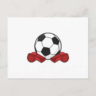 Carte Postale Sifflet d'arbitre & ballon de football