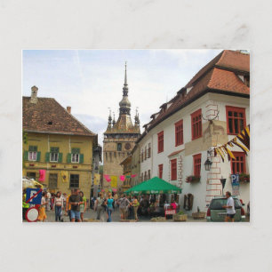 Carte Postale Sighisoara, Coloktower et touristes