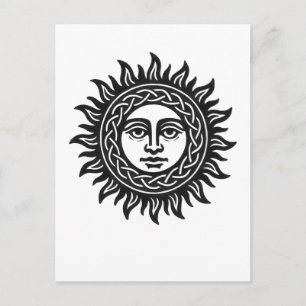 Carte Postale Sigil Visage Solaire – Tee Emblème Soleil Noir
