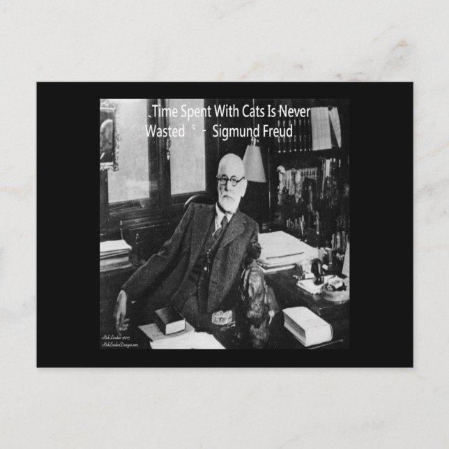 Carte Postale Sigmund Freud Dans Son Bureau & Citation de Chat D (Devant)