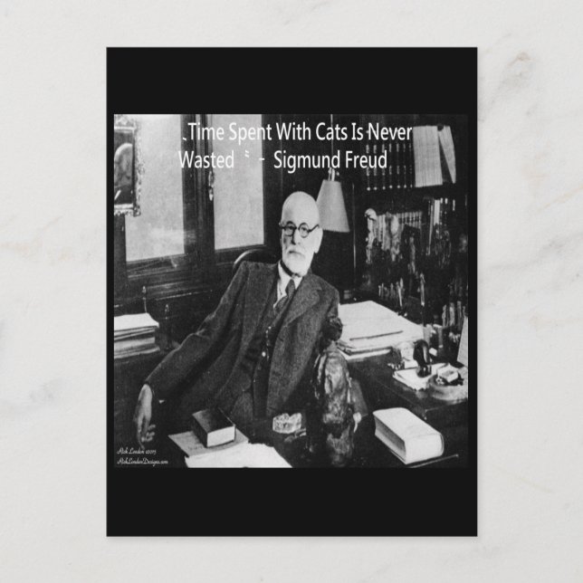 Carte Postale Sigmund Freud Dans Son Bureau & Citation de Chat D (Devant)