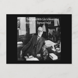 Carte Postale Sigmund Freud Dans Son Bureau Et Citation De Chat 