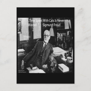Carte Postale Sigmund Freud Dans Son Bureau Et Citation De Chat