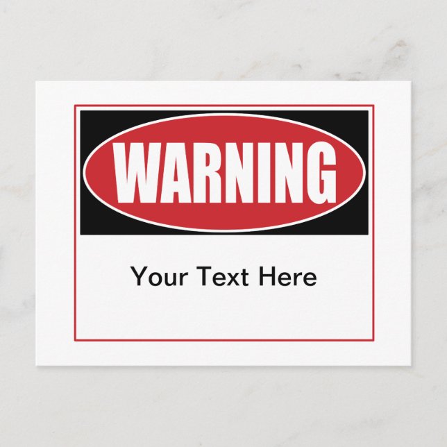 Carte Postale Signal d'avertissement personnalisable (Devant)