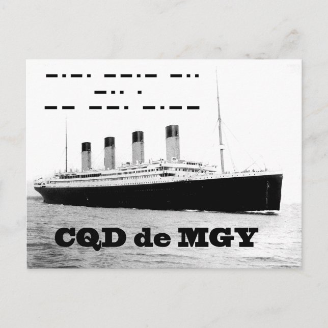 Carte Postale Signal de détresse sans fil Titanic CQD de MGY (Devant)