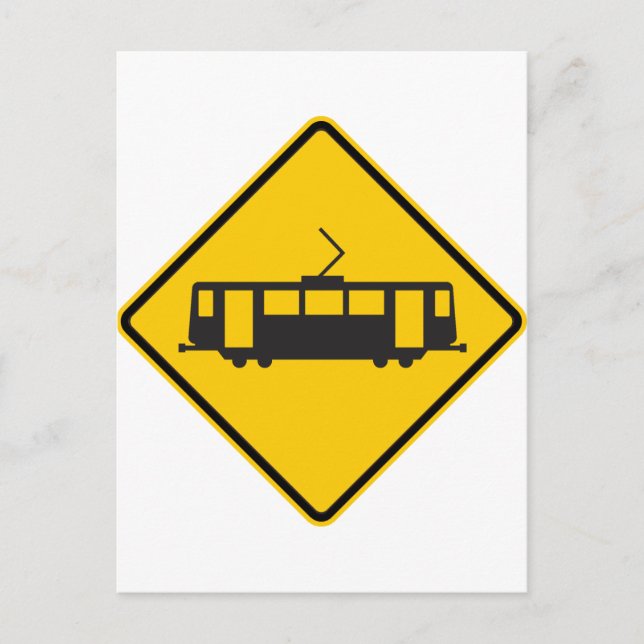 Carte Postale Signal routier d'avertissement de tramway (Devant)