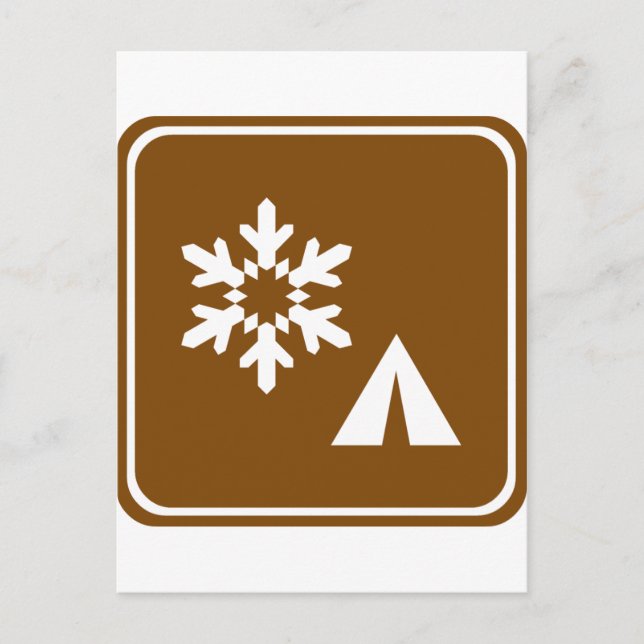 Carte Postale Signal routier de camping d'hiver (Devant)