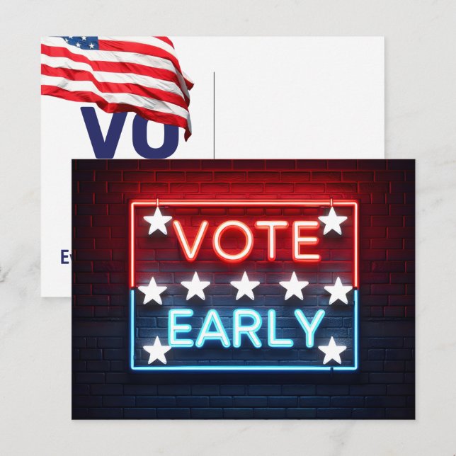 Carte Postale Signal Vote Early Neon (Devant / Derrière)