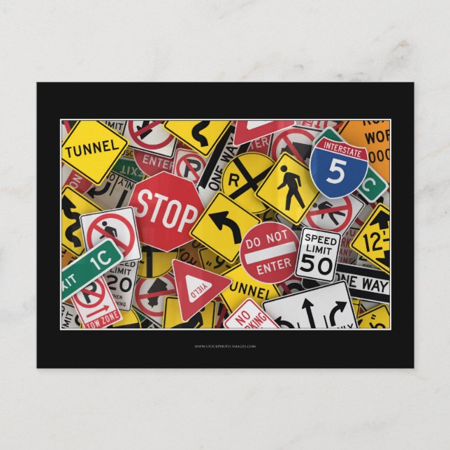 Carte Postale signalisation routière américaine (Devant)