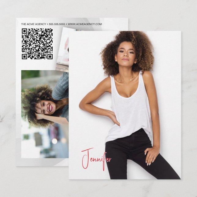 Carte postale signature QR Code Acteur Modèle Prom (Devant / Derrière)