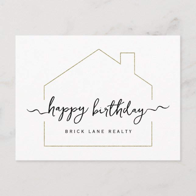 Carte Postale Signature Script Joyeux Anniversaire Immobilier  (Devant)