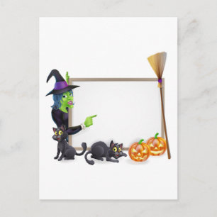 Carte Postale Signe arrière - plan de sorcière Halloween