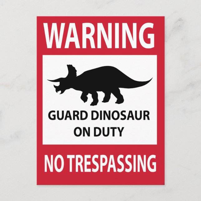 Carte Postale Signe d'absence d'intrusion (Tricératops) (Devant)