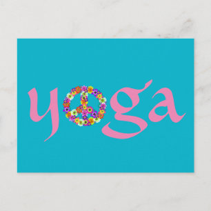 Carte Postale Signe de paix floral Yoga