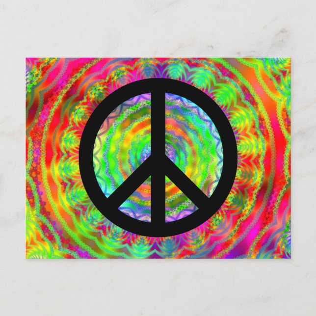 Carte Postale Signe de paix noir funky (Devant)