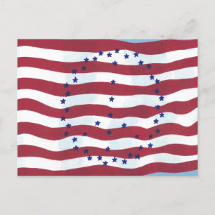 Carte Postale Signe de paix patriotique Drapeau unique USA