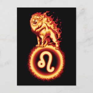 Carte Postale Signe du Lion de Feu - Signe du Zodiaque Lion