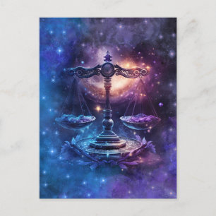 Carte Postale Signe du zodiaque Balance dessin aquarelle