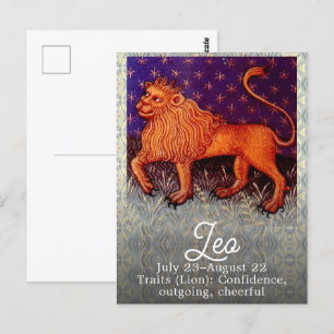 Carte Postale Signe du zodiaque Lion Horoscope Fête d'anniversai