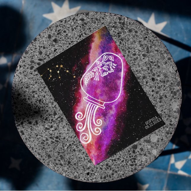Carte Postale Signe du zodiaque personnalisé Galaxy Aquarius (Créateur téléchargé)