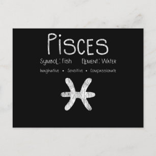 Carte Postale Signe du zodiaque Poissons Rétro Poisson Eau Cadea