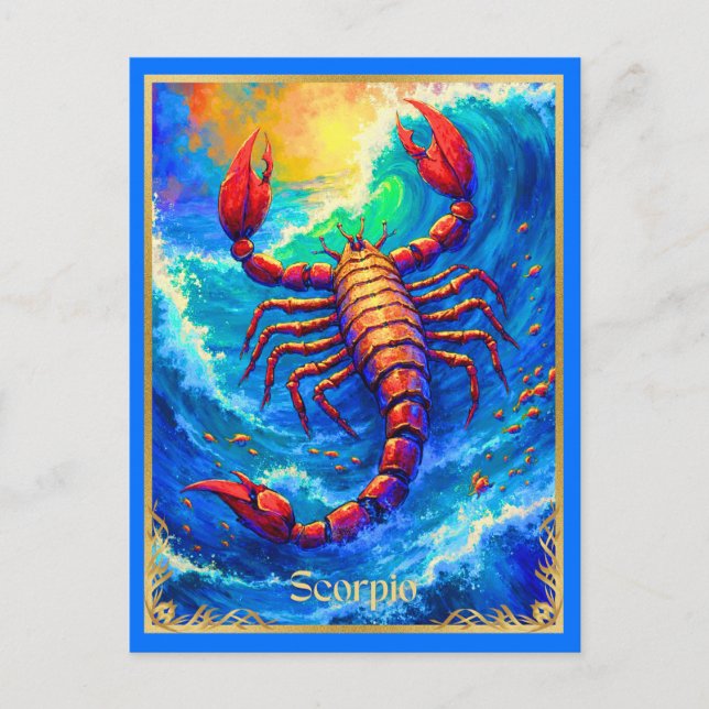 Carte Postale Signe du zodiaque Scorpion émergeant des eaux prof (Devant)