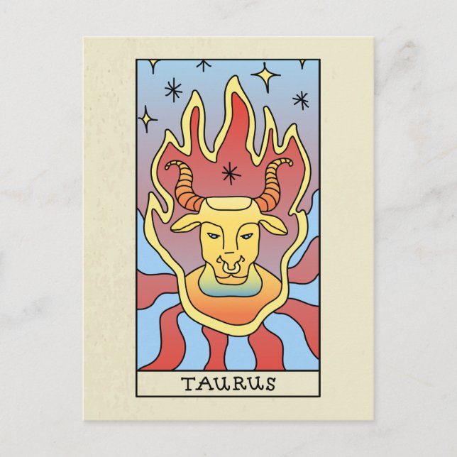Carte Postale Signe du zodiaque Taureau Art abstrait Vintage (Devant)