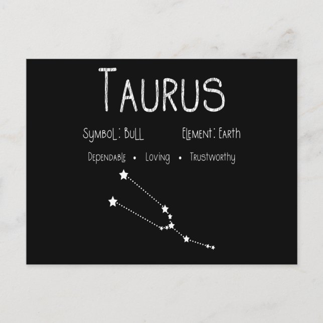 Carte Postale Signe du zodiaque Taureau Constellation Cadeau d'a (Devant)