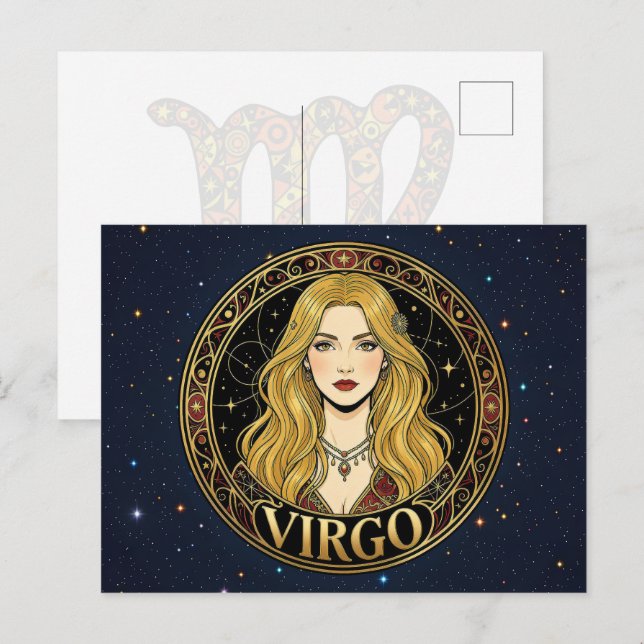 Carte Postale Signe du zodiaque Vierge Vierge (Devant / Derrière)