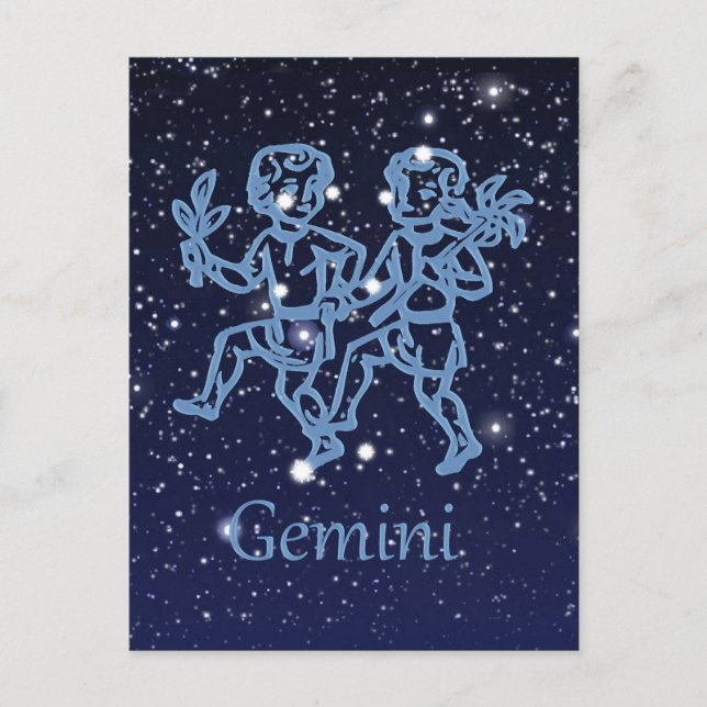 Carte Postale Signe Gemini Constellation et Zodiaque avec étoile (Devant)